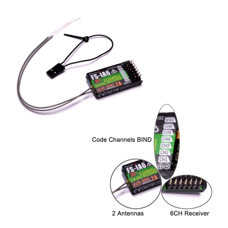 Fpv Antenna Receiver - ฟลายสกาย FS-IA6 ตัวรับสัญญาณ 6CH เสาอากาศคู่ iBus