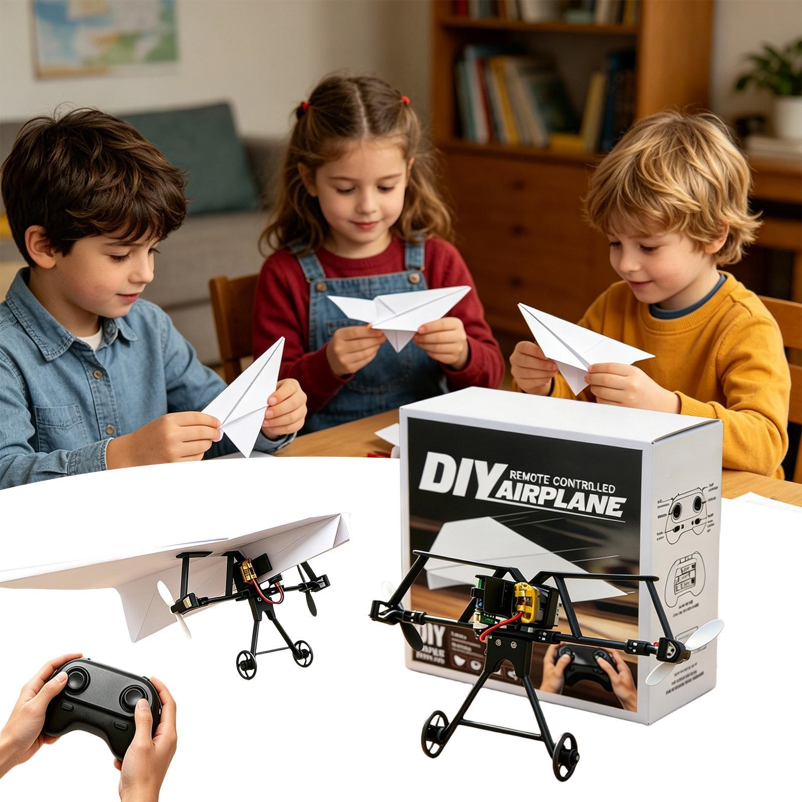 Flight Controller - ชุดเครื่องบินกระดาษ DIY RC พร้อมไจโรกันสั่น เครื่องบินบังคับวิทยุไฟฟ้าสำหรับเด็กชายและเด็กหญิง เล่นได้ในสวนหลังบ้าน