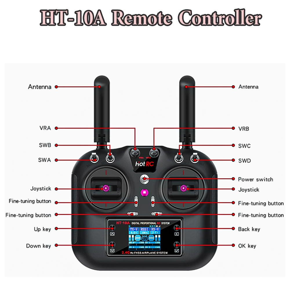 Hotrc HT-10A 2.4G 10CH เครื่อง - Drone Rc Transmitter And Receiver บทวิจารณ์และราคา