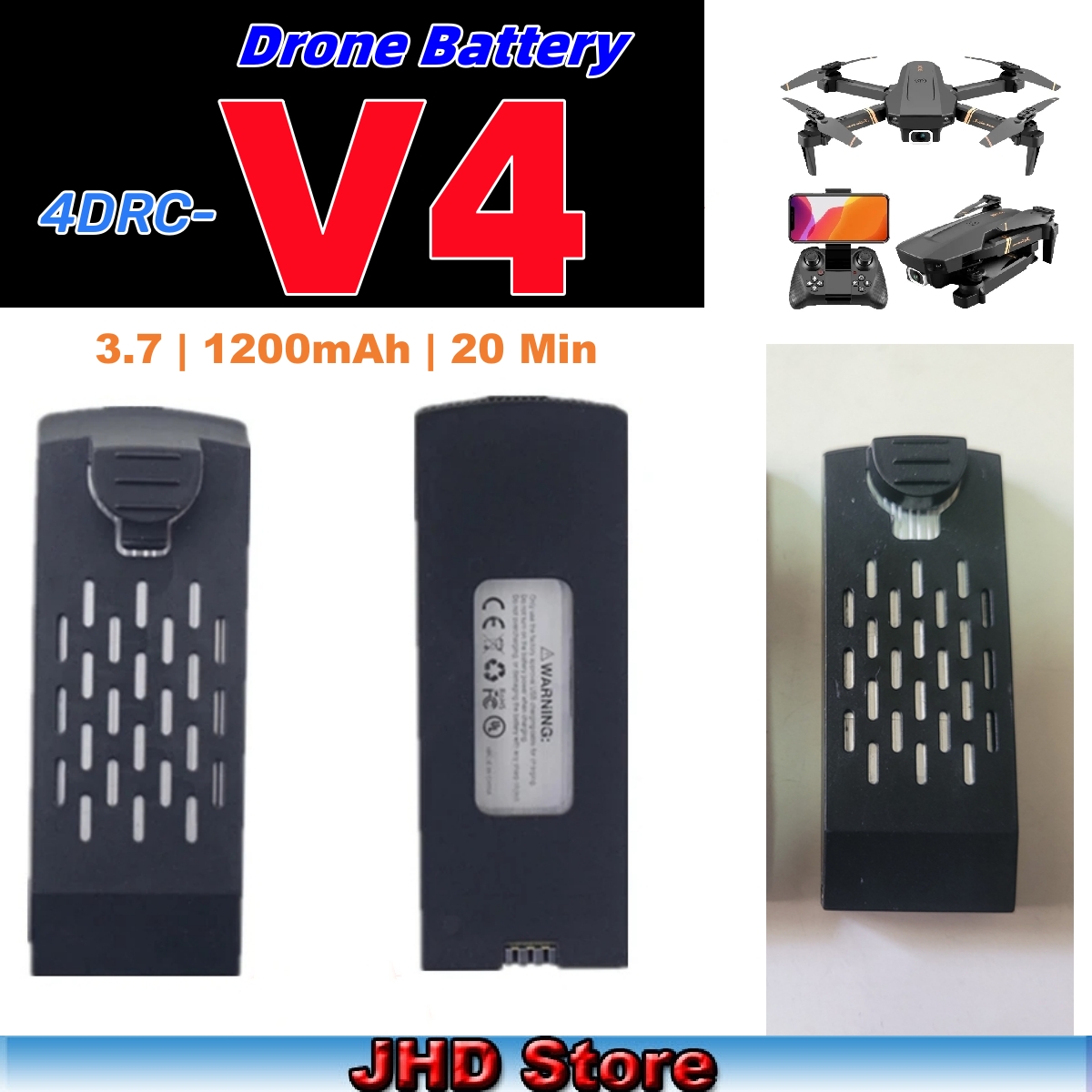 แบตเตอรี่ V4 4DRC JHD 3.7V 120 - Drone Rc V4 บทวิจารณ์และราคา